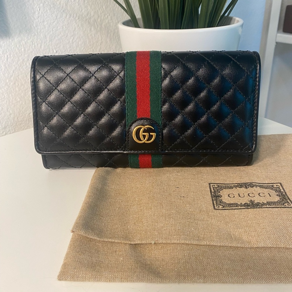 RARE GUCCI Web Quilted Leather Marmont Wallet